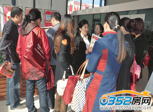 財(cái)富官邸置業(yè)顧問(wèn)向顧客介紹樓盤(pán)信息