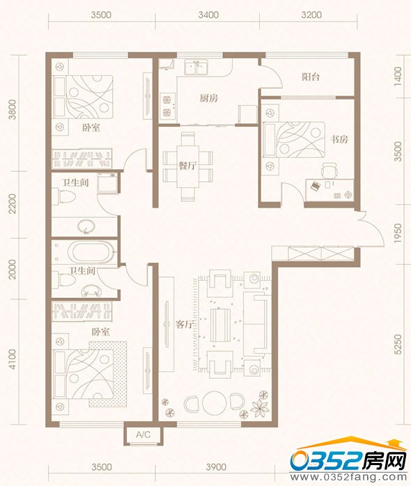 御河九號(hào)7/10號(hào)樓142平米戶型平面圖